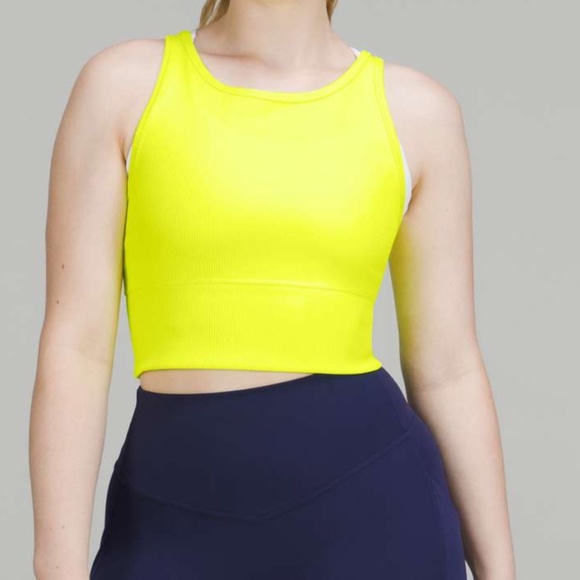 lululemon athletica Tops - lululemon Power Pivot Ribbed Tank Top in Highlight Yellow sz 4